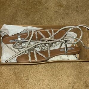 Silver Steve Madden Lace up Sandals